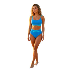 BMJL Blue Ribbed High Waisted Bikini Set Size XS NWT Sporty Swim